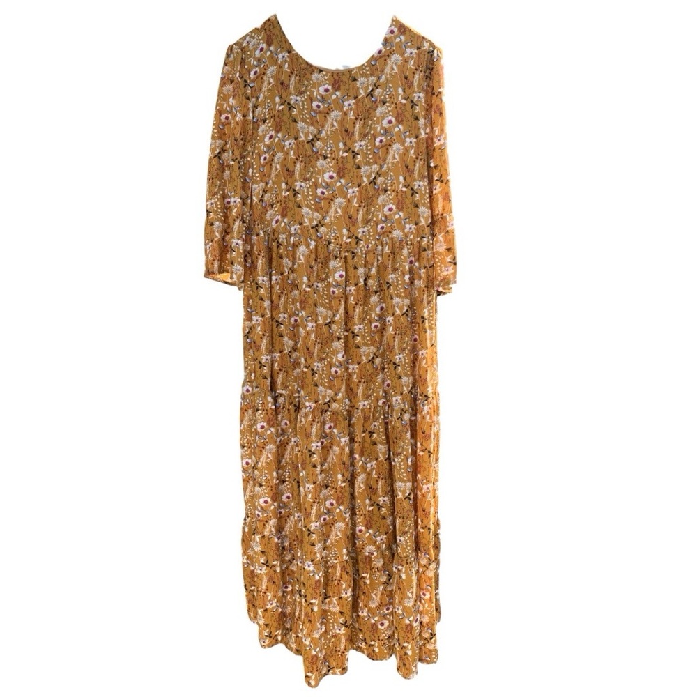 New Me Floral Honey Tiered Maxi Dress